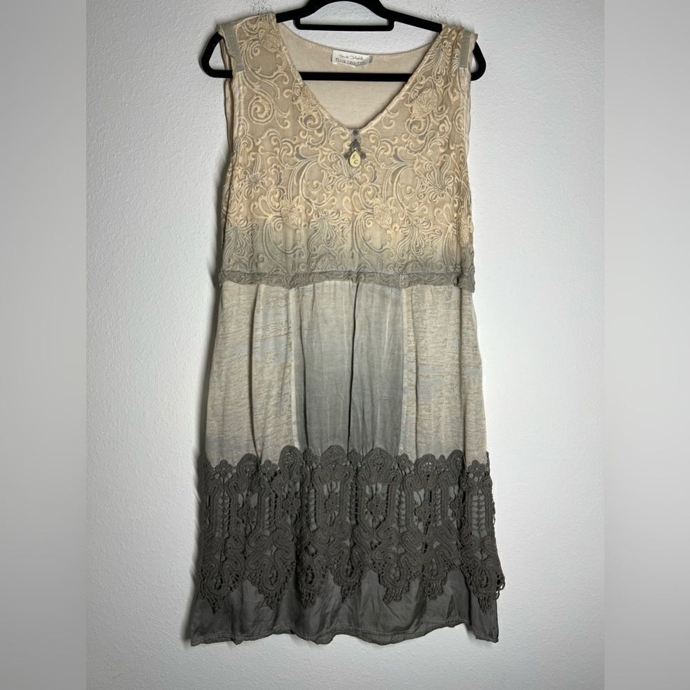 Elisa Cavaletti Bohemian Lace Patchwork Dress Lined Size L